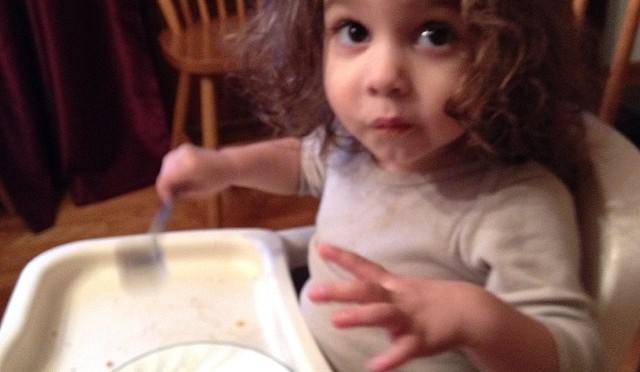Thinks the sweet potato casserole is Pie. #toddler #parentwinning